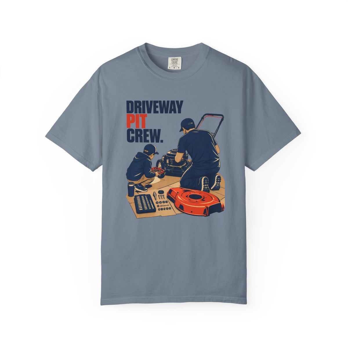 Driveway Pit Crew T-Shirt — Lawn Mower Repair Team Tee
