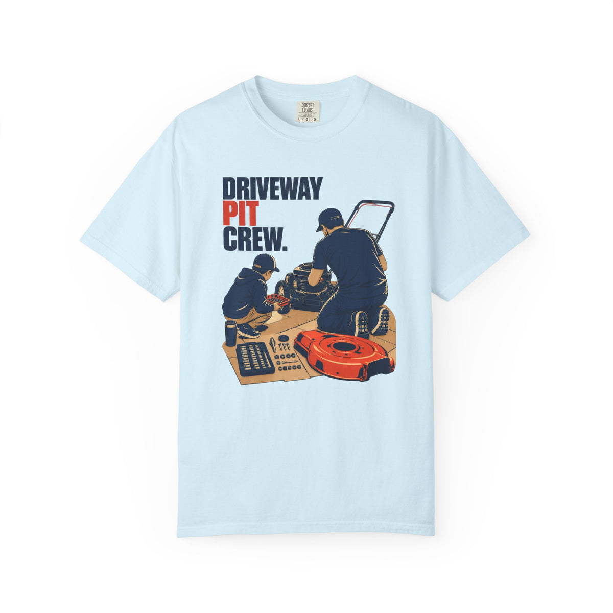 Driveway Pit Crew T-Shirt — Lawn Mower Repair Team Tee