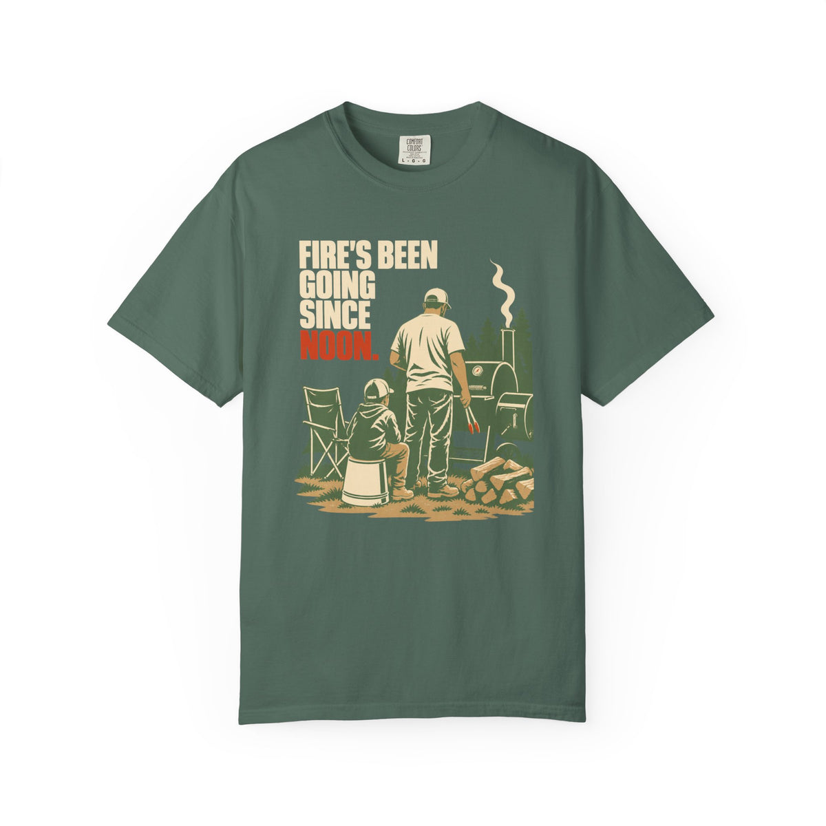 Campfire Grill T-Shirt — "Fire's Been Going Since 1492" Retro Camping Tee