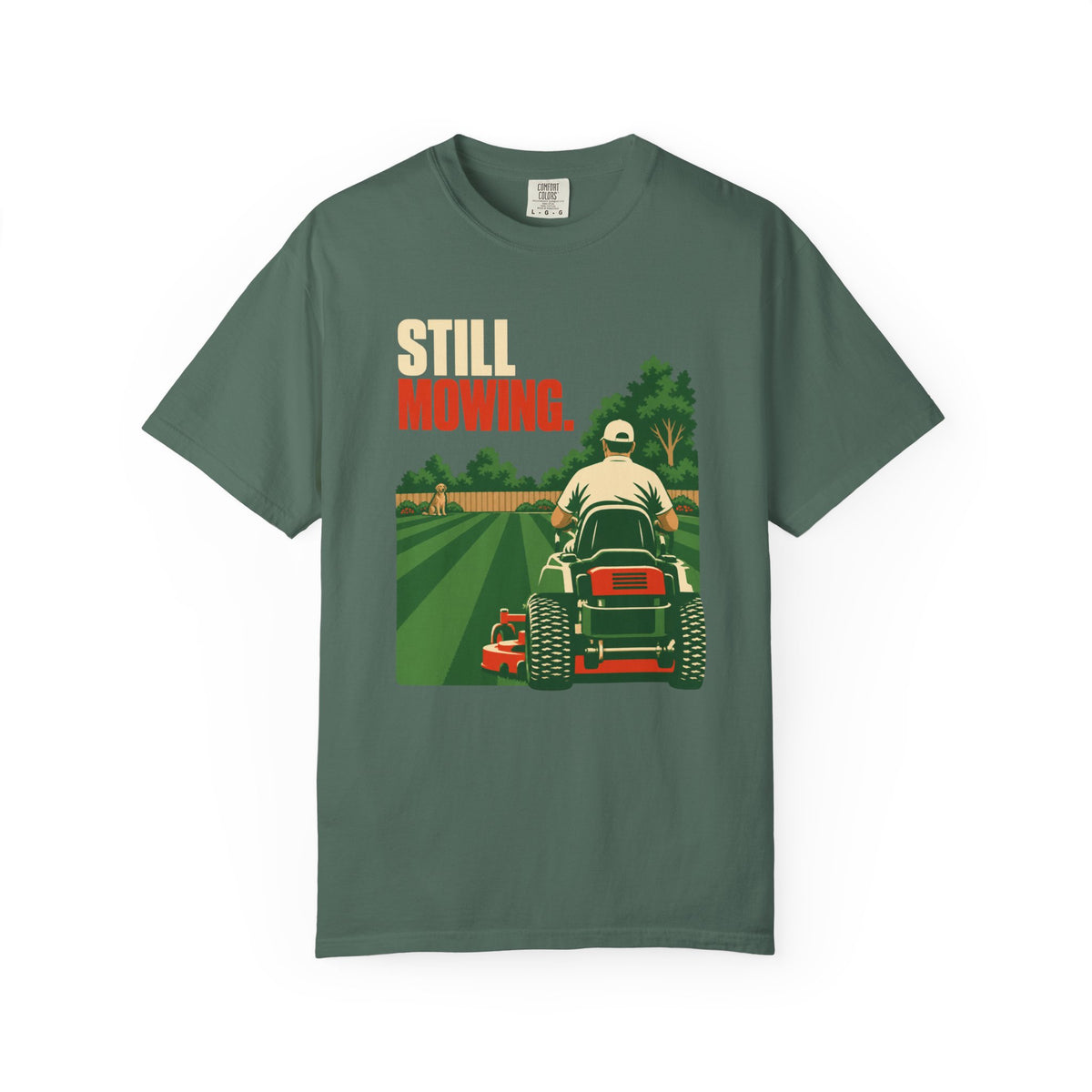 Still Mowin' T-Shirt — Retro Lawn Mower Graphic Tee for Gardeners & Dads