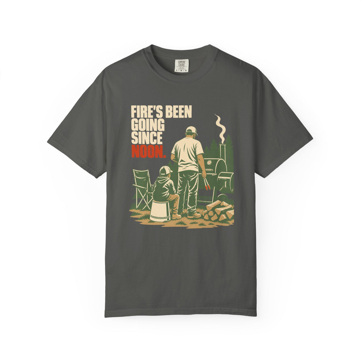 Campfire Grill T-Shirt — "Fire's Been Going Since 1492" Retro Camping Tee