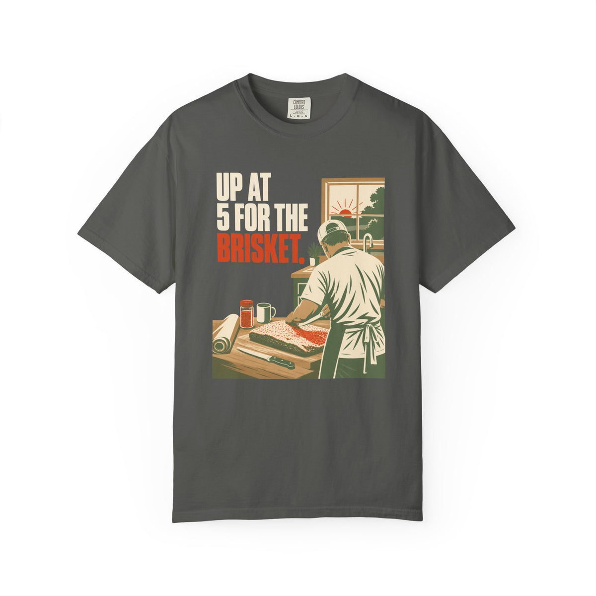 Brisket Pitmaster T-Shirt — "Up at 5 for the Brisket" Vintage BBQ Shirt