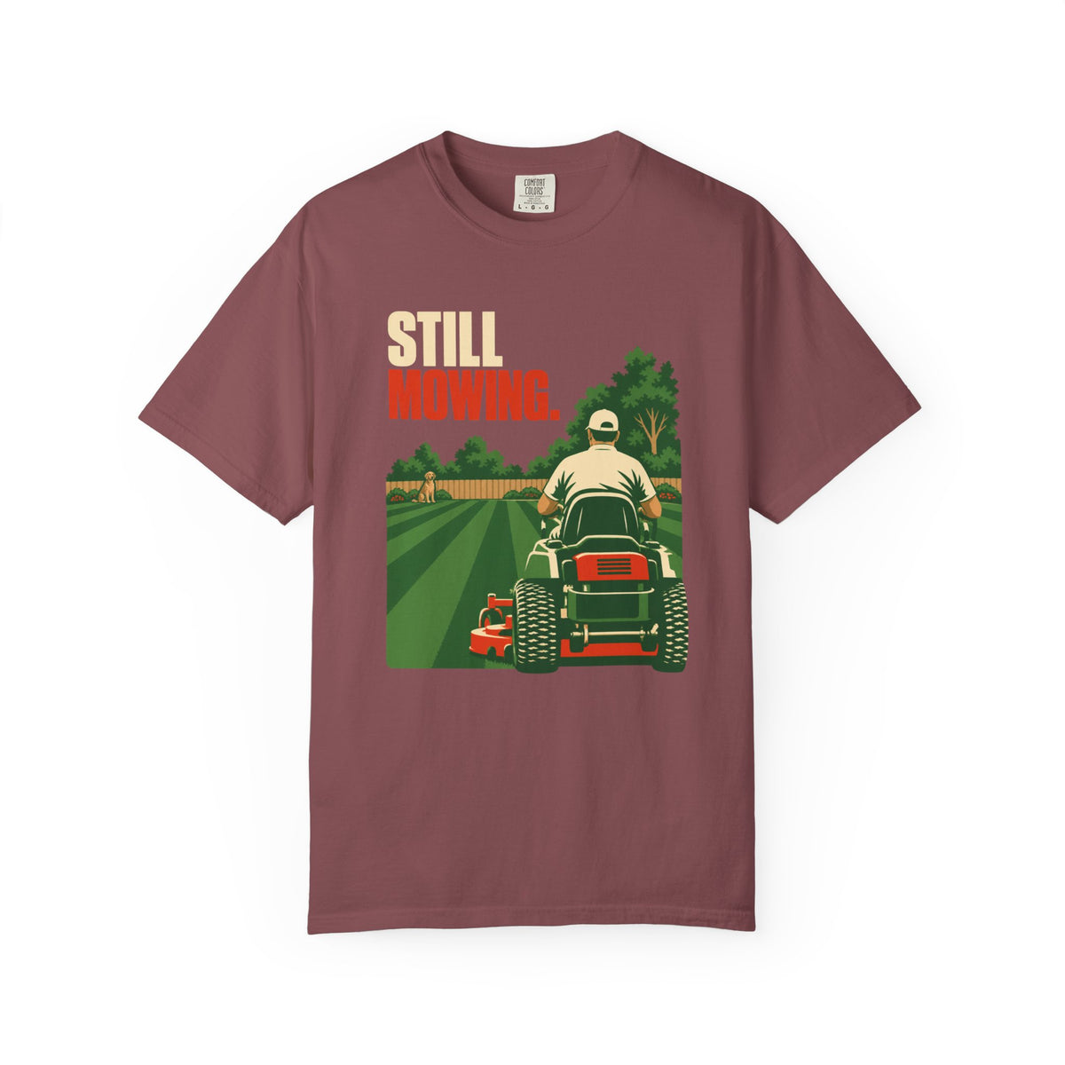 Still Mowin' T-Shirt — Retro Lawn Mower Graphic Tee for Gardeners & Dads