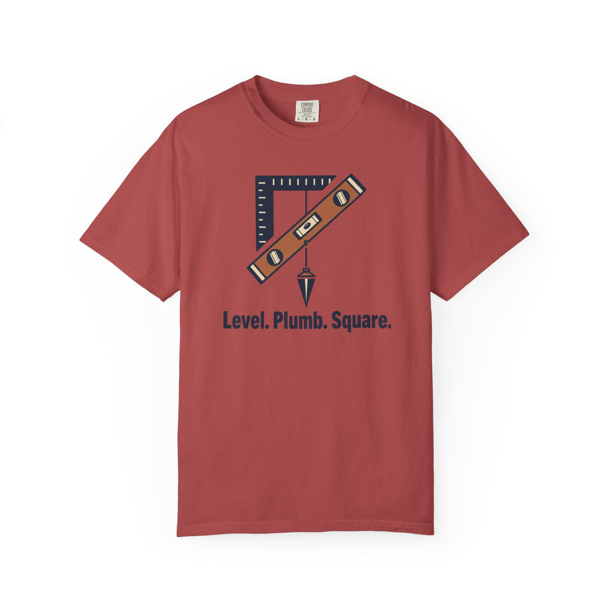 Level. Plumb. Square. T-Shirt — Carpenter & DIY Toolbox Tee