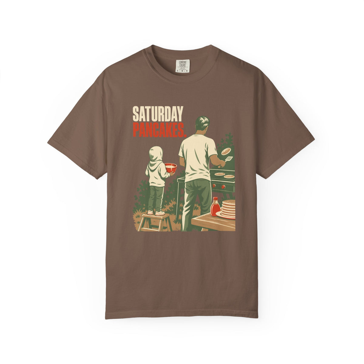 Saturday Pancakes T-Shirt — Father & Child Pancake Morning Retro Tee