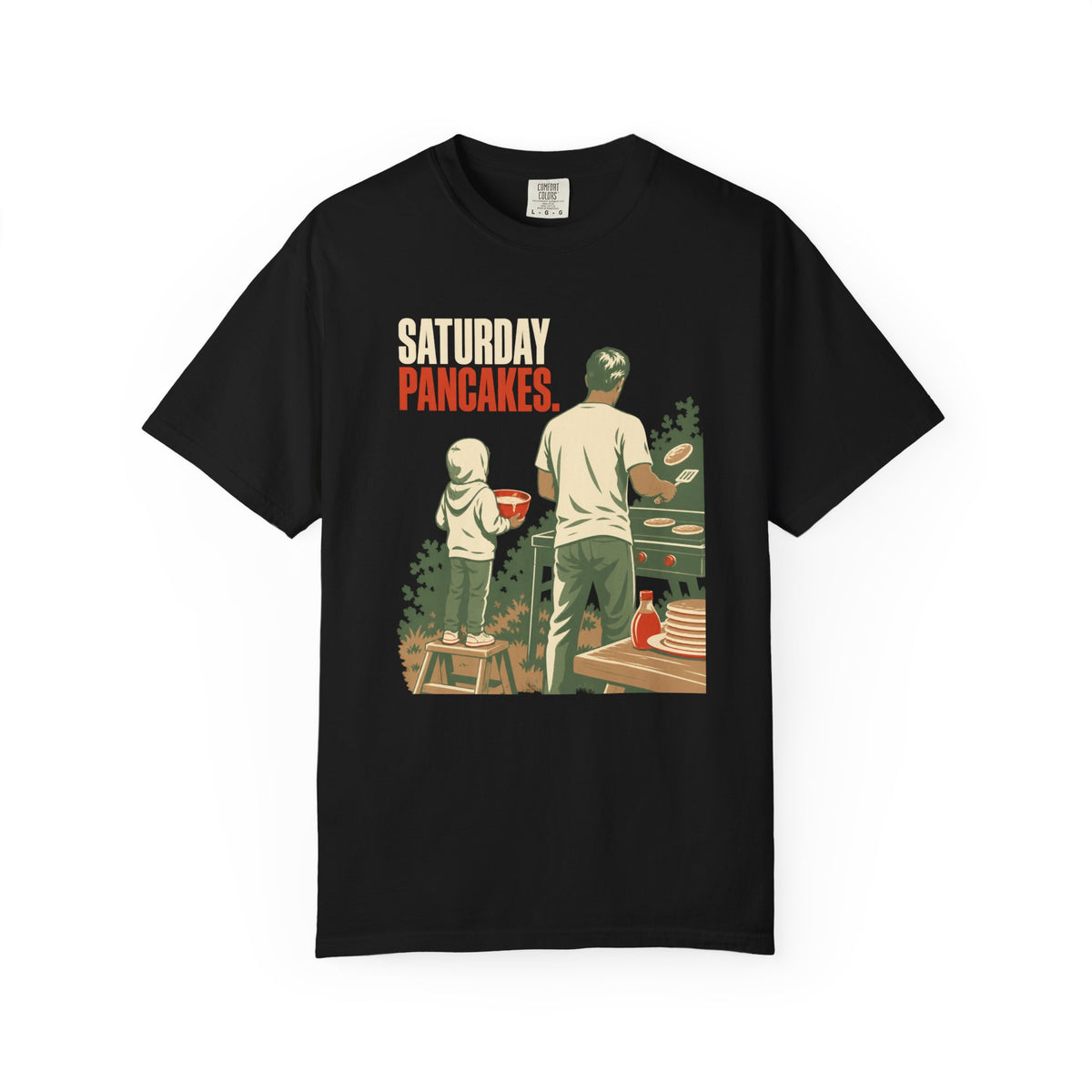 Saturday Pancakes T-Shirt — Father & Child Pancake Morning Retro Tee