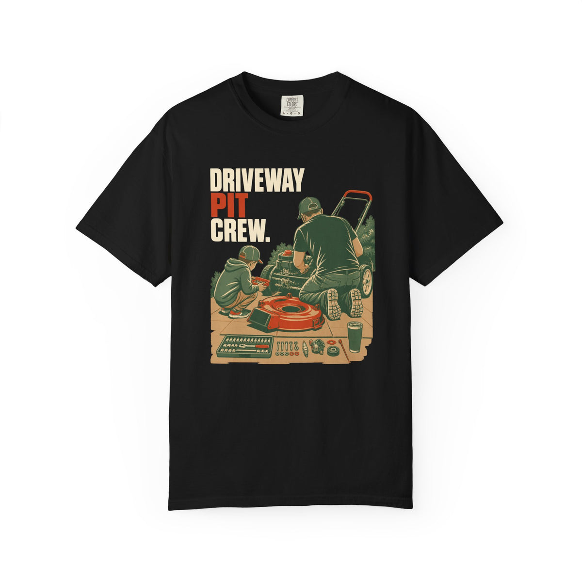 Driveway Crew T-Shirt — Vintage Car Maintenance Graphic Tee