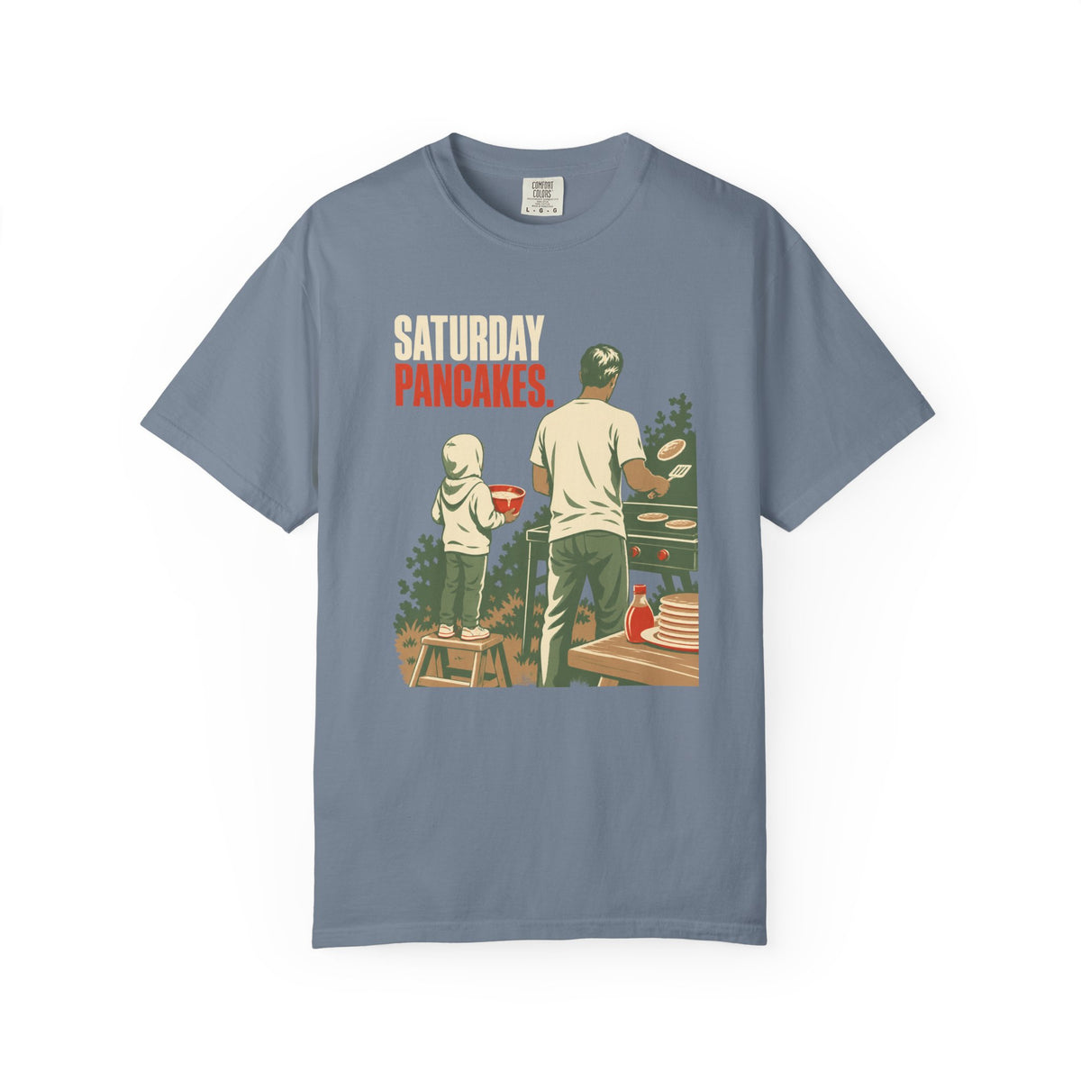 Saturday Pancakes T-Shirt — Father & Child Pancake Morning Retro Tee