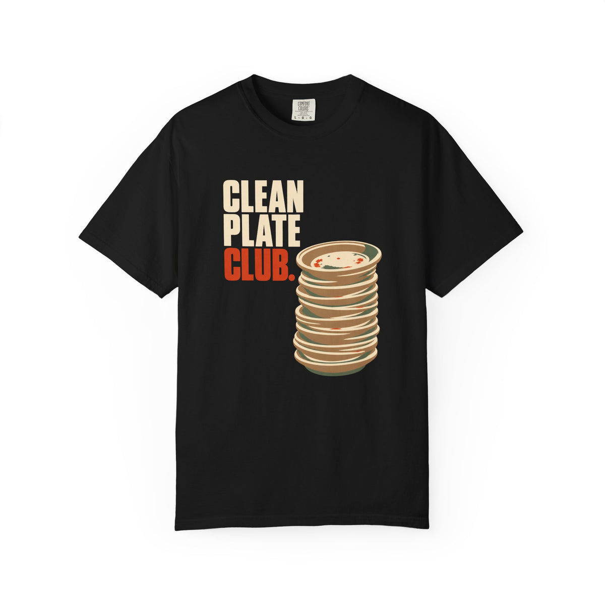 Clean Plate Club T-Shirt — Retro Stack of Plates Graphic Tee