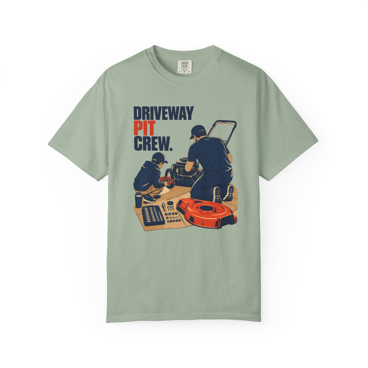 Driveway Pit Crew T-Shirt — Lawn Mower Repair Team Tee