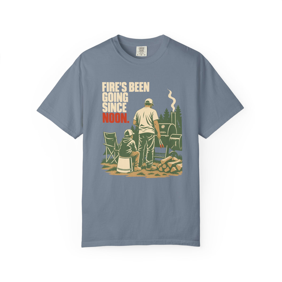 Campfire Grill T-Shirt — "Fire's Been Going Since 1492" Retro Camping Tee
