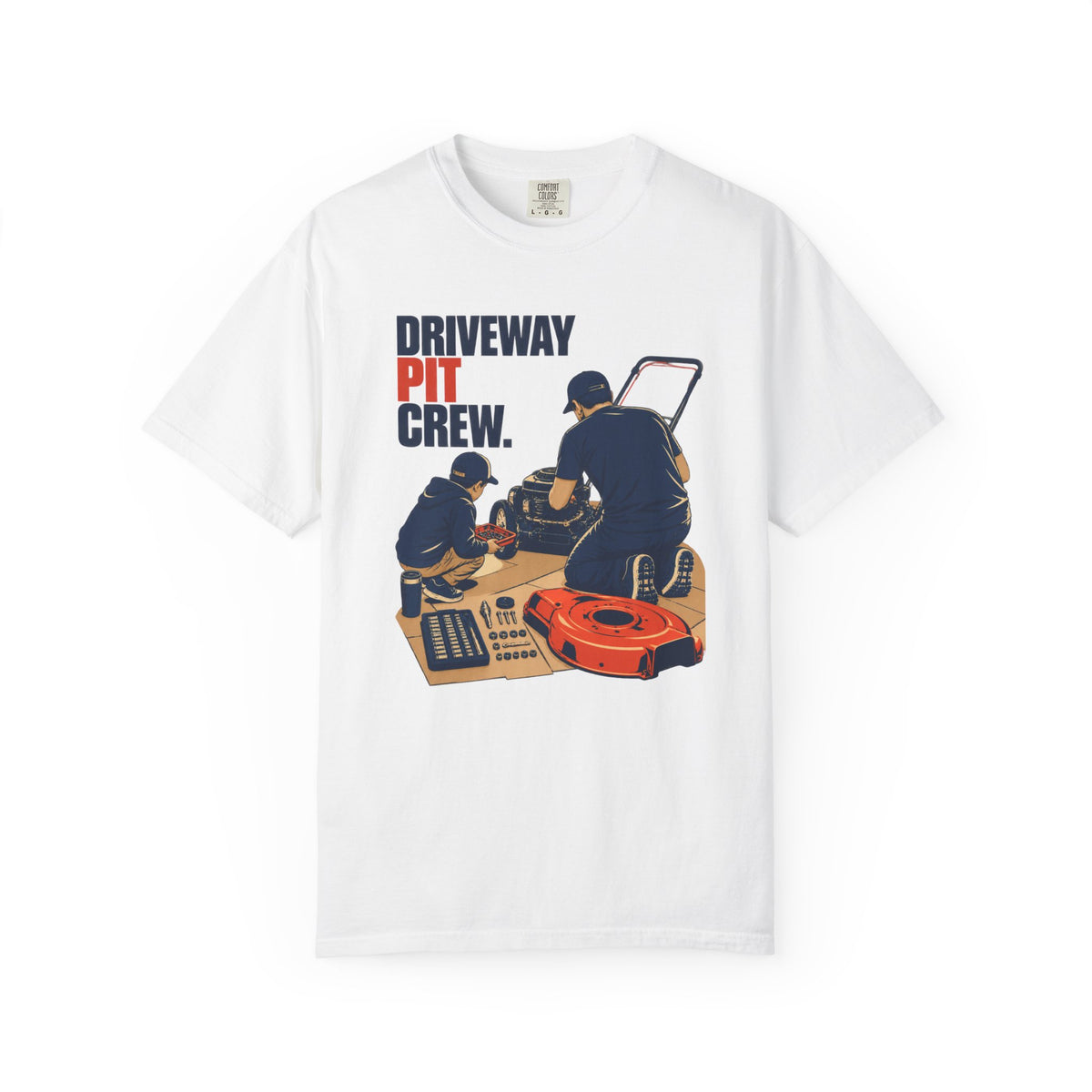 Driveway Pit Crew T-Shirt — Lawn Mower Repair Team Tee