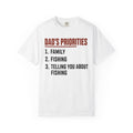 Dad's Priorities Fishing Dad T-Shirt, Family First