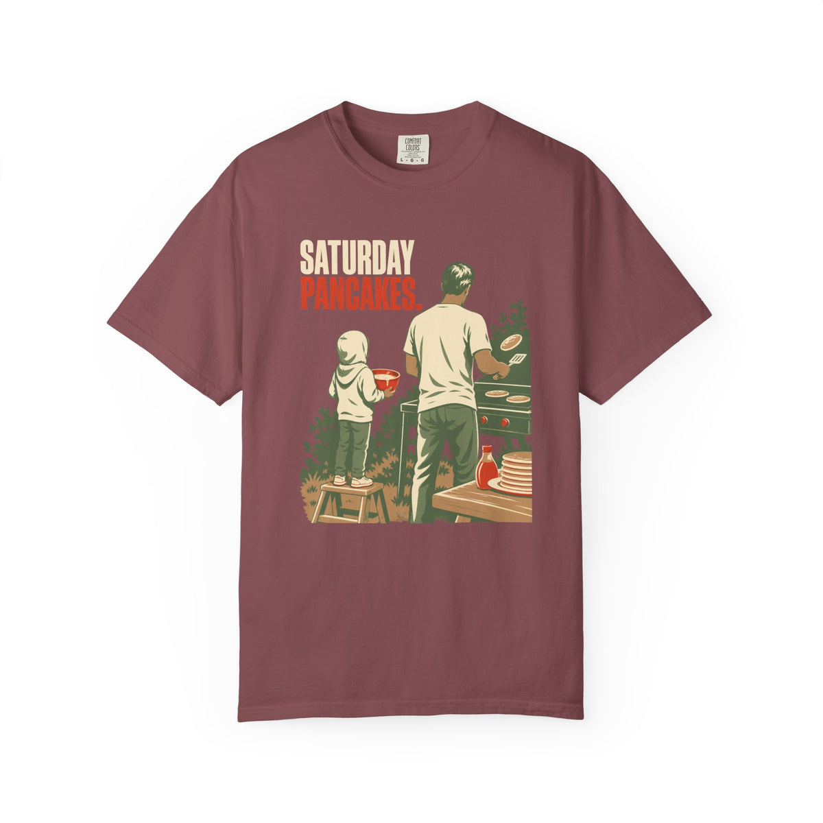 Saturday Pancakes T-Shirt — Father & Child Pancake Morning Retro Tee