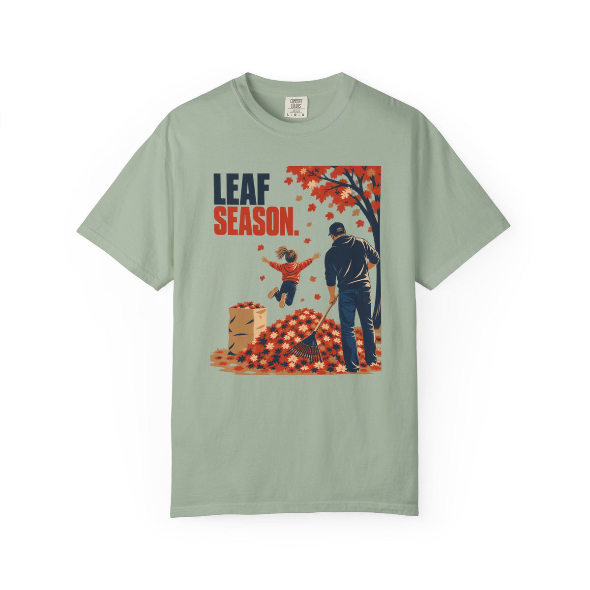 Leaf Season T-Shirt — Vintage Fall Kids & Dad Leaf Pile Design