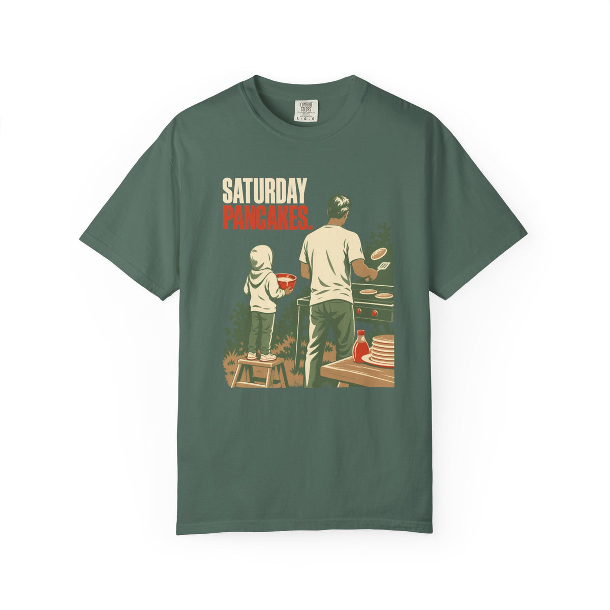 Saturday Pancakes T-Shirt — Father & Child Pancake Morning Retro Tee