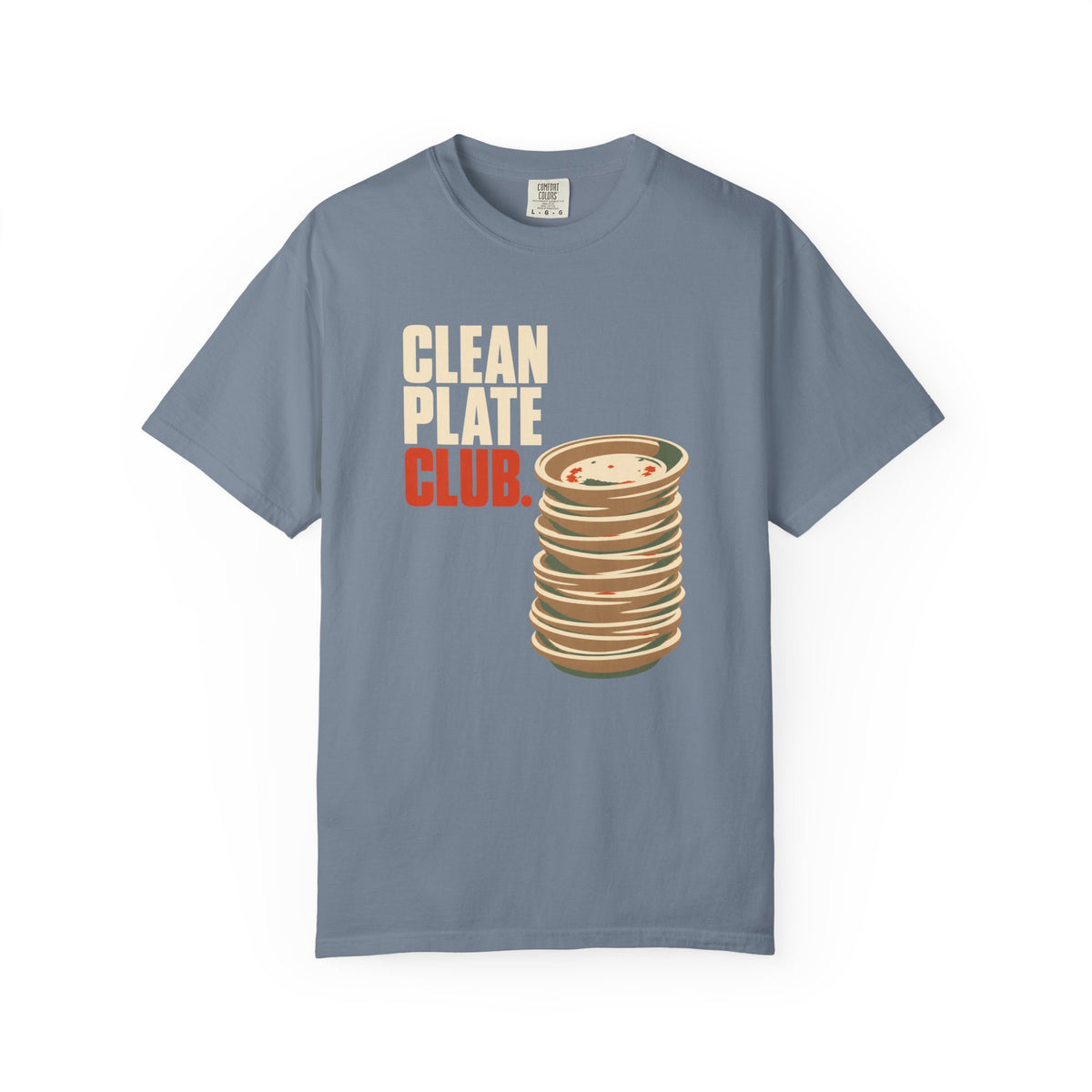 Clean Plate Club T-Shirt — Retro Stack of Plates Graphic Tee