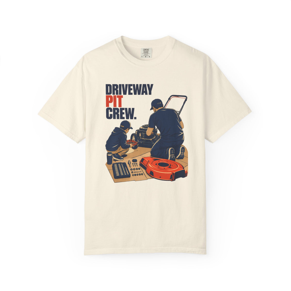 Driveway Pit Crew T-Shirt — Lawn Mower Repair Team Tee