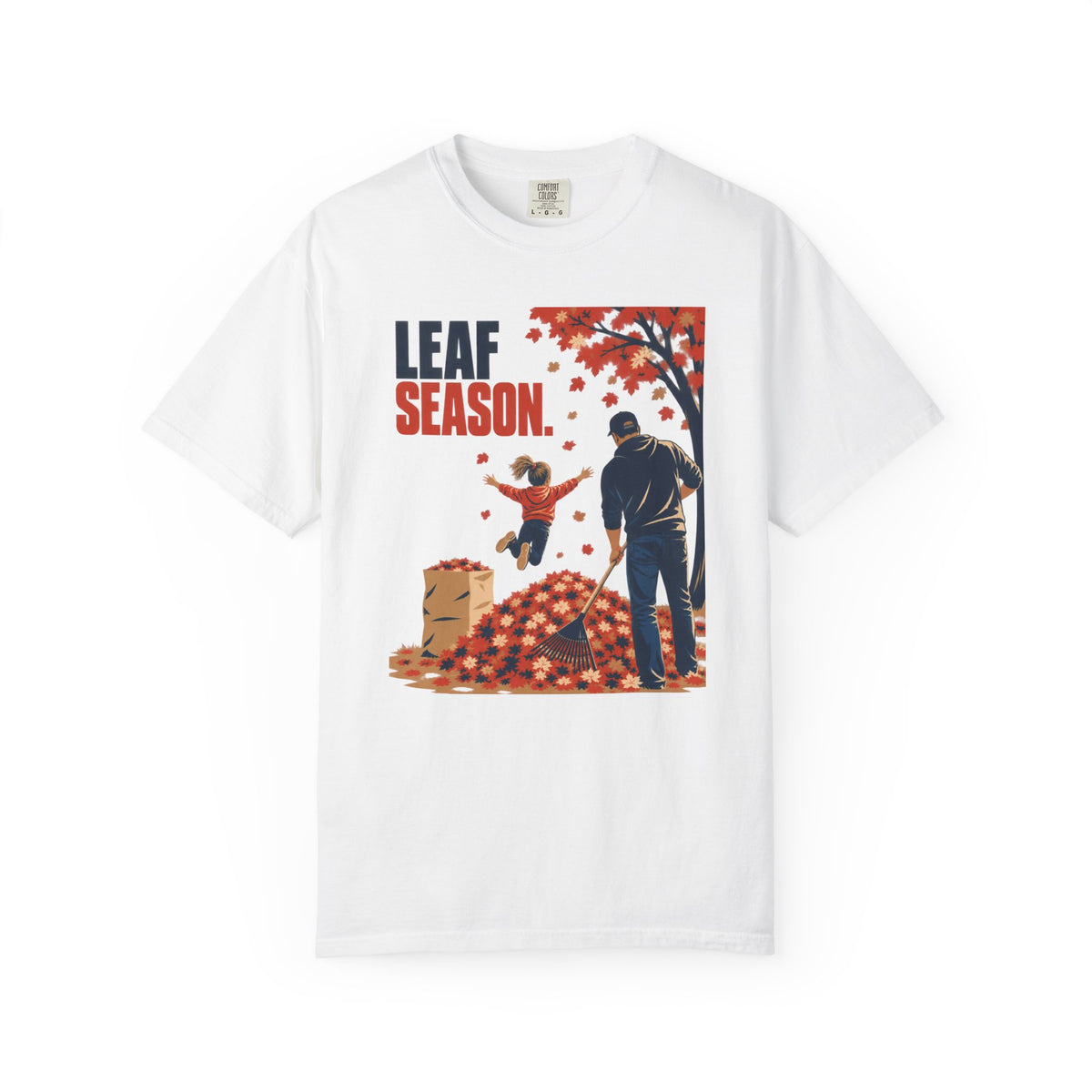 Leaf Season T-Shirt — Vintage Fall Kids & Dad Leaf Pile Design