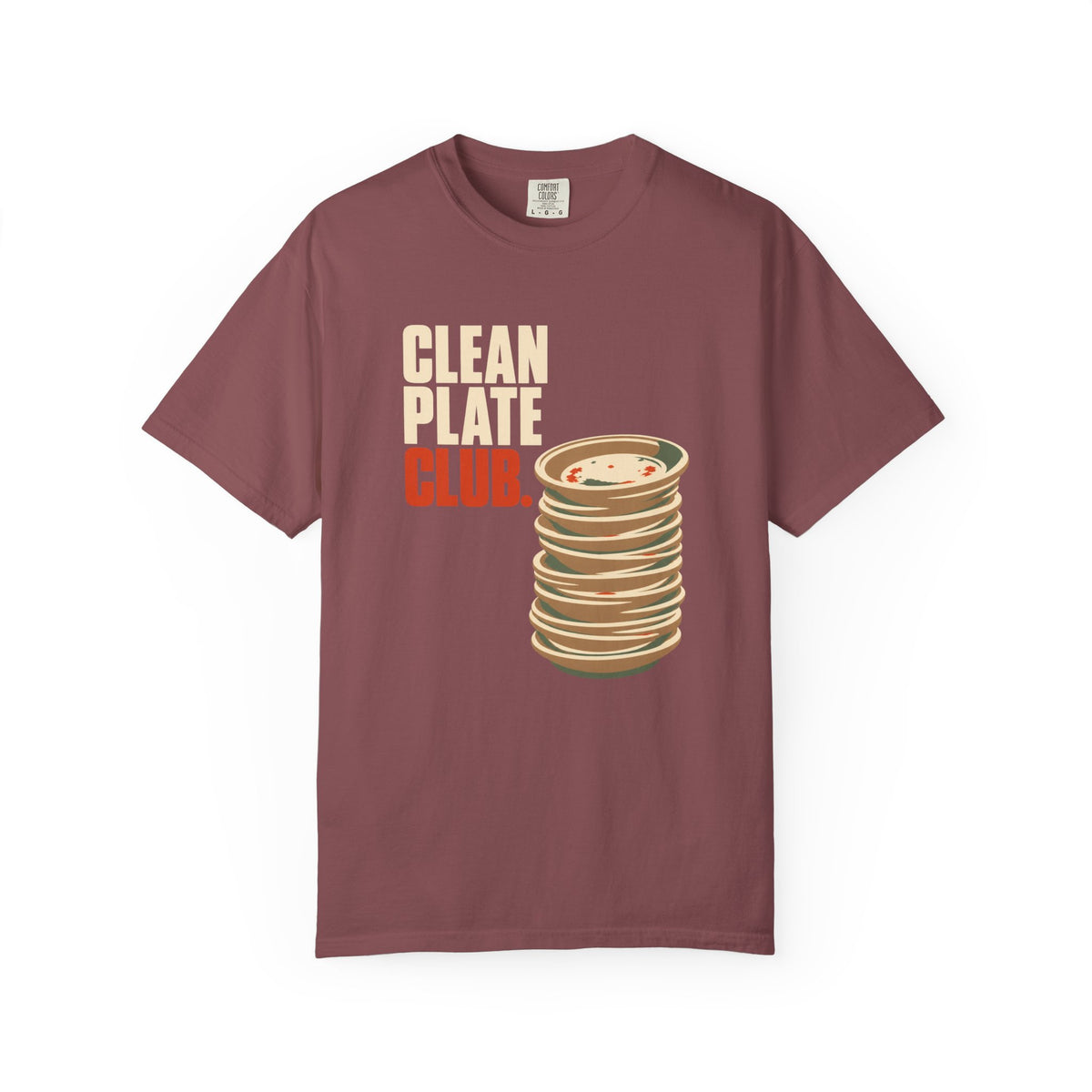 Clean Plate Club T-Shirt — Retro Stack of Plates Graphic Tee