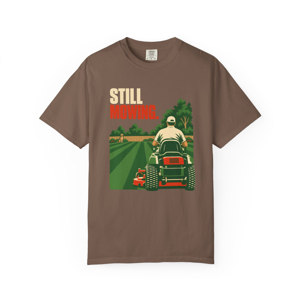 Still Mowin' T-Shirt — Retro Lawn Mower Graphic Tee for Gardeners & Dads